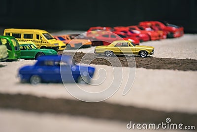 Race of the small colorful cars Editorial Stock Photo