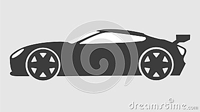 Race sport car silhouette.Supercar tuning coupe auto .Flat style vector transportation vehicle illustration Vector Illustration