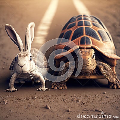 The Race of the Tortoise and the Hare Stock Photo