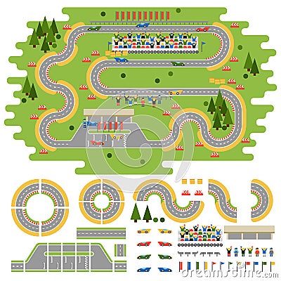 Race track curve road Vector Illustration