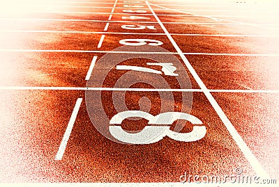 Race track for running competitions numbers and lanes Stock Photo