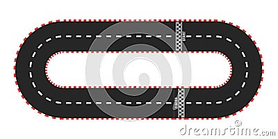 Race track with start and finish line. top view Cartoon Illustration