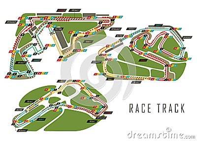 Race tracks for Brazil and Italy Arab Emirates Vector Illustration