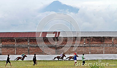 Racehorse rider collided speed in traditional horse Editorial Stock Photo