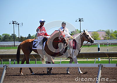 Racehorses and jockeys galloping Editorial Stock Photo