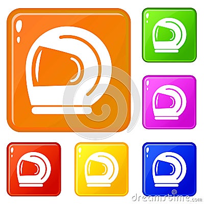 Racer helmet icons set vector color Vector Illustration