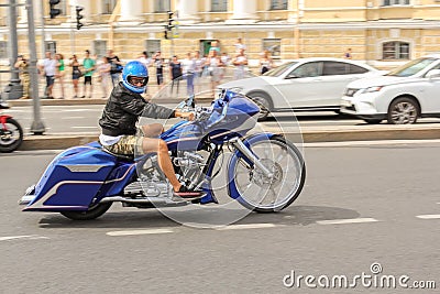 Racer on a unique bike. Editorial Stock Photo