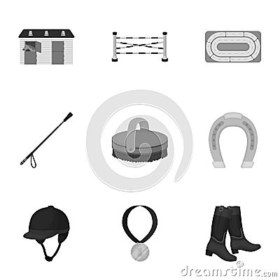 Races on horseback, hippodrome. Horse racing and equipping riders.Hippodrome and horse icon in set collection on Vector Illustration