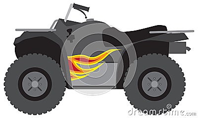 Racing ATV with Flames Vector Illustration
