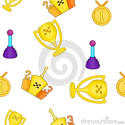 Racing awards pattern, cartoon style Vector Illustration