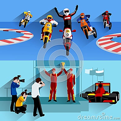 Racing Banners Set Vector Illustration