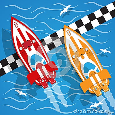 The racing boat. Vector Illustration