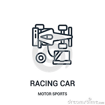 racing car icon vector from motor sports collection. Thin line racing car outline icon vector illustration. Linear symbol Vector Illustration