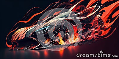 Racing car in motion with light effect. High acceleration of sport car. Motion blur. Stock Photo