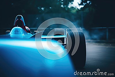 A racing car smoking its way around a track with its powerful engine making a loud roar as it passes. Speed drive Stock Photo