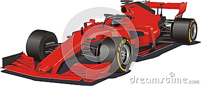Racing car in the vector. Formula 1. Red car on white background Vector Illustration