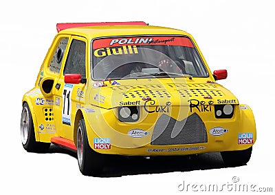 Racing car on a white fiat 126 prototype Editorial Stock Photo