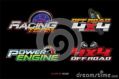 Racing car and 4x4 Offroad logo template vector. Automotive Logo Vector Template. Concept Design Vector Vector Illustration