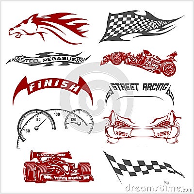 Racing design - vector elements for emblem. Vector Illustration