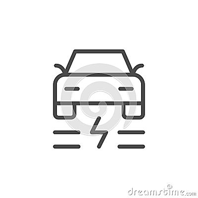 Racing electric car line outline icon Vector Illustration