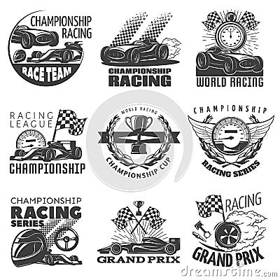 Racing Emblem Set Vector Illustration