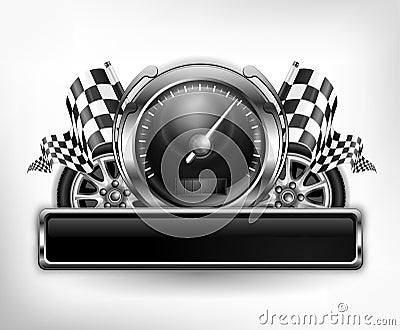 Racing emblem speedometer on white Vector Illustration