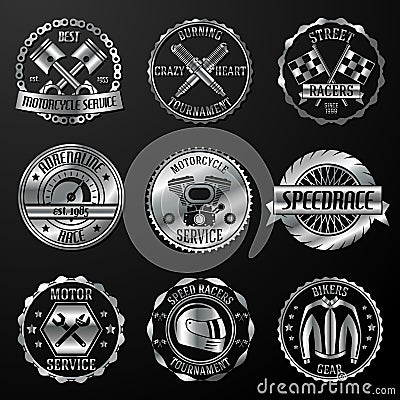 Racing emblems metallic Vector Illustration