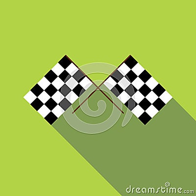 Racing flag icon, flat style Vector Illustration