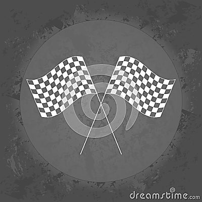 Racing flags icon on gray vintage background . Vector Illustration