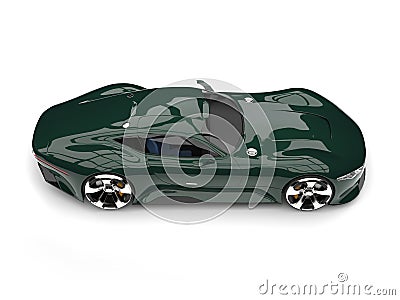 Racing green modern super sports car - top down side view Stock Photo