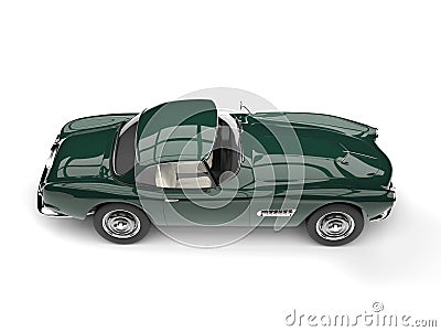 Racing green vintage sports car - top down side view Stock Photo