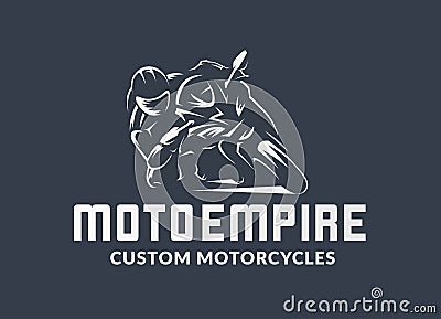 Racing motorcycle logo on black background. Vector Illustration