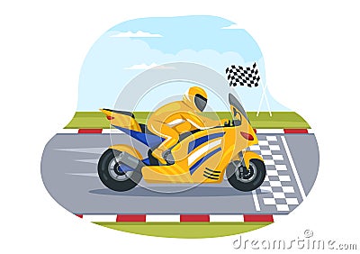 Racing Motosport Speed Bike Template Hand Drawn Cartoon Flat Illustration for Competition or Championship Race Vector Illustration