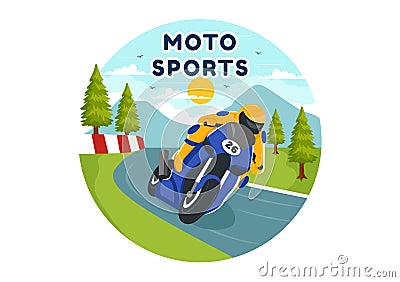 Racing Motosport Speed Bike Vector Illustration for Competition or Championship Race by Wearing Sportswear and Equipment Vector Illustration