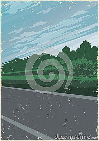 Racing road vintage colorful poster Vector Illustration