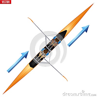 Racing shell double rower Vector Illustration