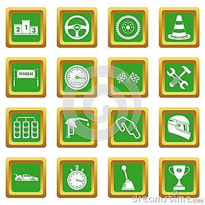 Racing speed icons set green Vector Illustration