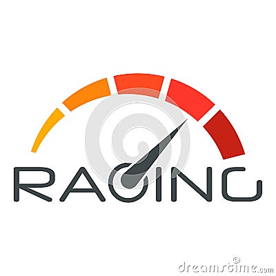 Racing speedometer logo, flat style Cartoon Illustration