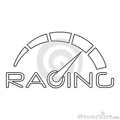 Racing speedometer logo, outline style Stock Photo