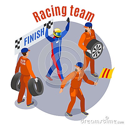 Racing Sports Composition Vector Illustration
