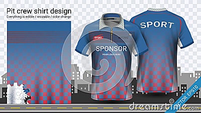 Racing t-shirt with zipper, Sport apparel mockup template, Create clothing and uniforms Vector Illustration