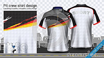 Racing t-shirt with zipper, Sport apparel mockup template, Create clothing and uniforms Vector Illustration