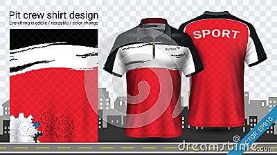 Racing t-shirt with zipper, Sport apparel mockup template, Create clothing and uniforms Vector Illustration