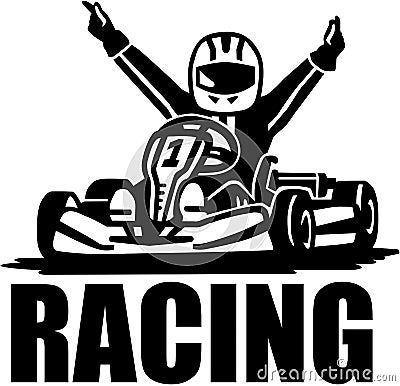 Racing winner - kart driver Vector Illustration