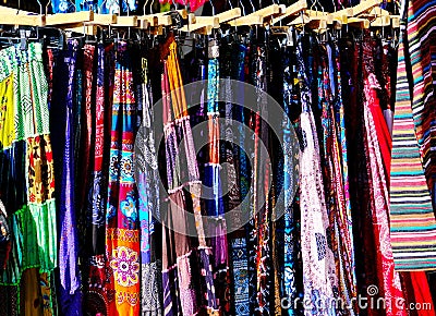 Rack of Colorful Dresses Stock Photo