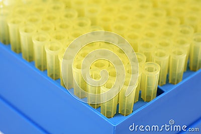 Rack of pipets Stock Photo