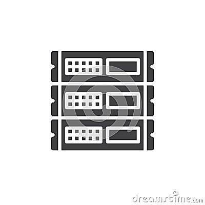Rack units, servers icon vector, filled flat sign, solid pictogram isolated on white Vector Illustration