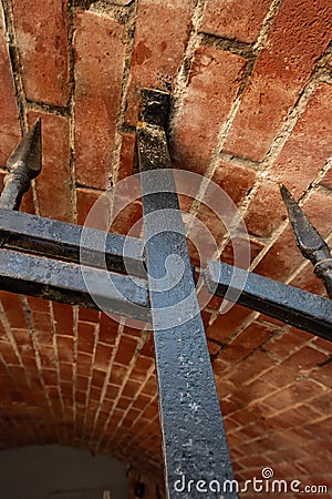 Rack wrought fence with peaks Stock Photo