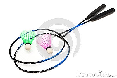 Racket and shuttlecock badminton Stock Photo