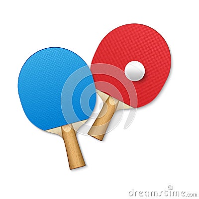 Rackets for table tennis. Pingpong tennis game equipment ball vector background poster Vector Illustration